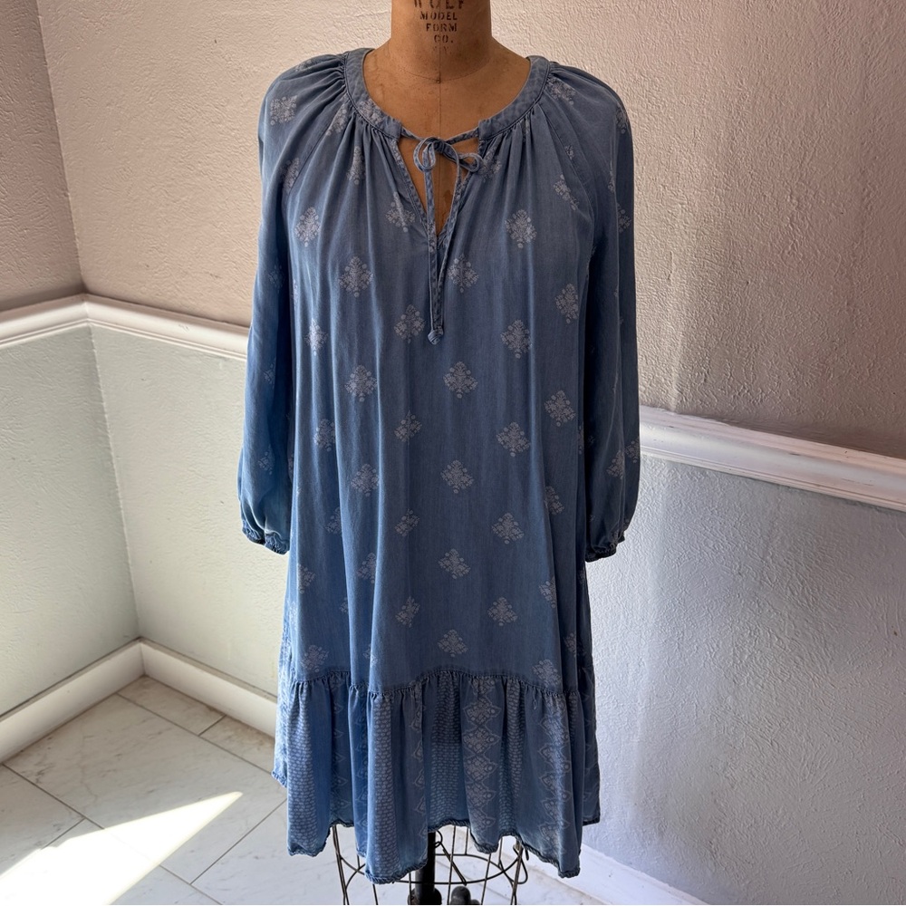 Sonoma Blue Floral Long Sleeve Dress